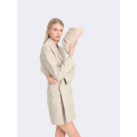 🆕Women Nude PU Leather Clutch Purse Elegant Formal Evening Bag Luxurious - Picture 2 of 8